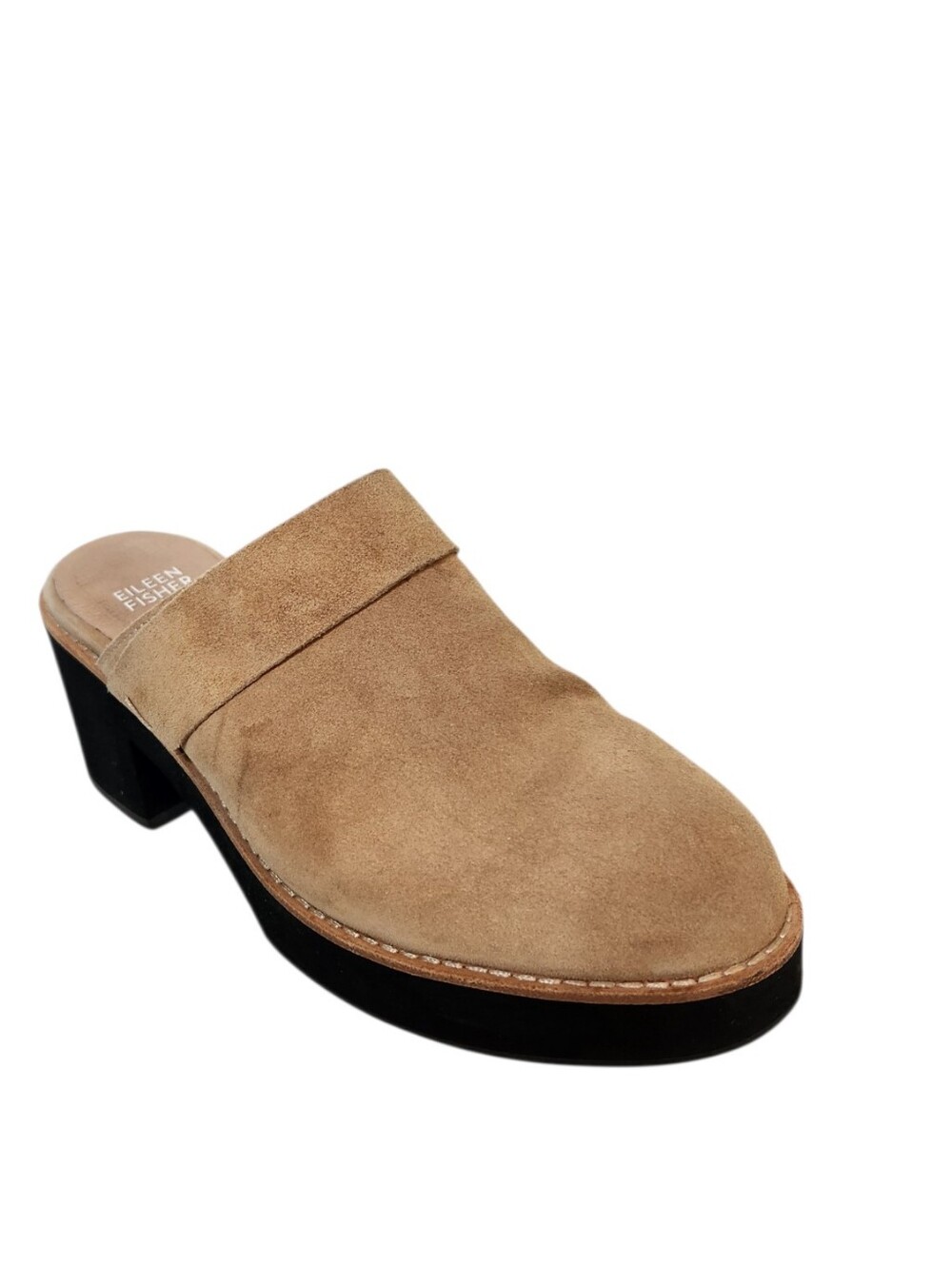 Eileen Fisher Tan Suede Mules Clogs Size 7.5M